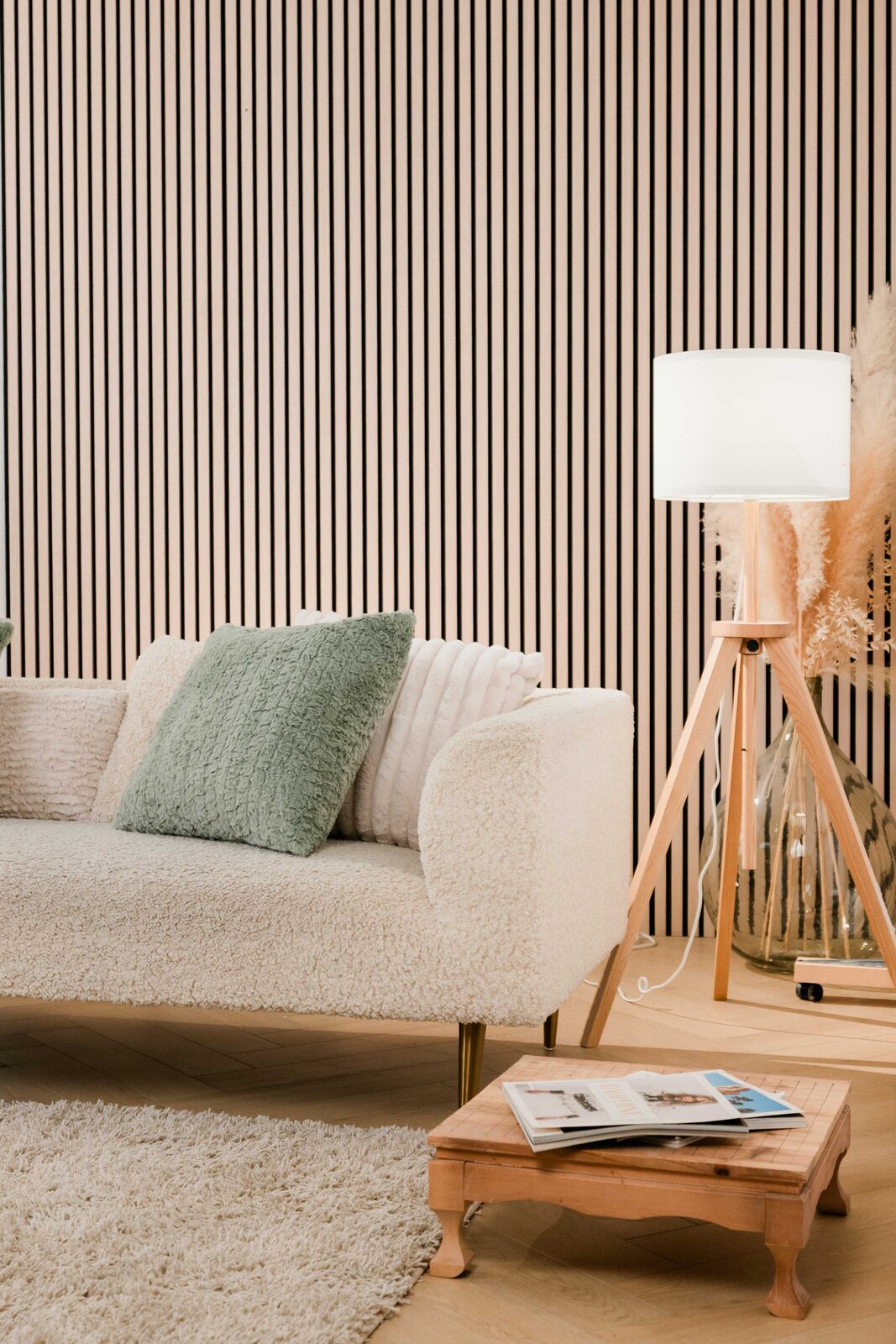 Sunwash Studio — slat wall and lamp